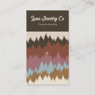 Retro Colorful Forest 1 Button Schmuck Business Ca Visitenkarte