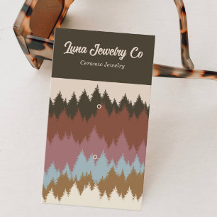 Retro Colorful Forest 2 Button Schmuck Business Ca Visitenkarte