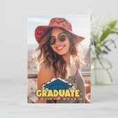 Retro Colorful Foto Graduation Party Einladung (Stehend Vorderseite)