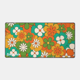 Retro Colorful Groovy Blume Script Name Schreibtischunterlage
