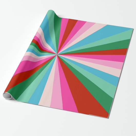 Retro Colorful Groovy Burst Weihnachten Geschenkpapier (Ungerollt)