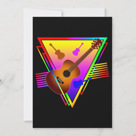 Retro Colorful Guitar Einladung (Vorderseite)