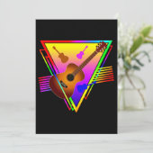 Retro Colorful Guitar Einladung (Stehend Vorderseite)