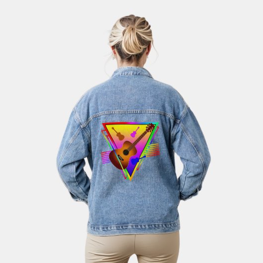 Retro Colorful Guitar Jeansjacke (Modell)