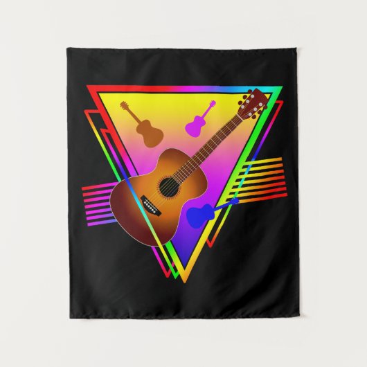 Retro Colorful Guitar Wandteppich (Vorderseite)