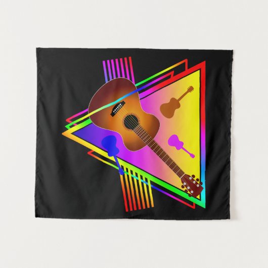 Retro Colorful Guitar Wandteppich (Vorderseite (Horizontal))