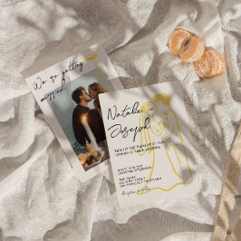 Retro Colorful Hand Drawn Summer Photo Wedding Einladung