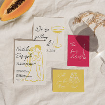 Retro Colorful Hand Drawn Unique Modern Wedding