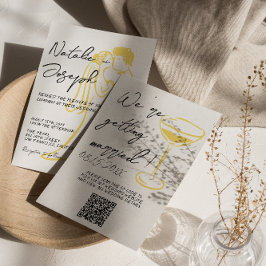 Retro Colorful Hand Written Summer QR Code Wedding Einladung