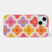 Retro Colorful Hippie Mod Flowers Pattern iPhone 15 Hülle (Rückseite (Horizontal))