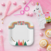 Retro Colorful Merry Bright Weihnachten Party Pappteller (Party)