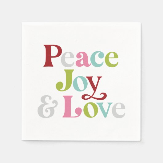 Retro Colorful Peace Joy & Liebe Weihnachten Serviette (Vorderseite)
