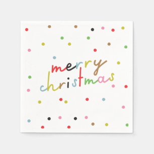 Retro COLORFUL polka dot MERRY CHRISTMAS - Urlaub Serviette