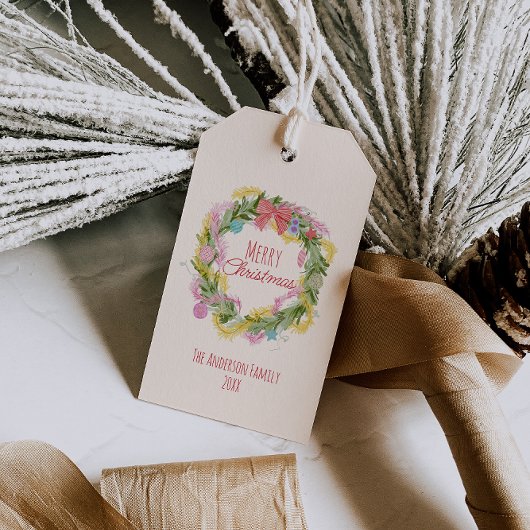 Retro Colorful Quirky Frohe Weihnachtsbummel Kranz Geschenkanhänger