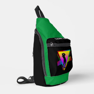 Retro Colorful Rainbow Golf Player Vintag Crossbody Bag