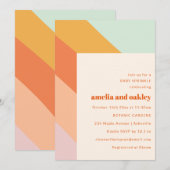 Retro Colorful Stripe Couple Baby Sprinkle Shower Einladung (Vorne/Hinten)