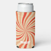 Retro Colorful Stripes Custom Name Cooler Selters Dosenkühler (Seltzer Vorderseite)