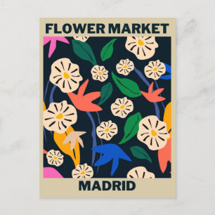 Retro Colorful Tropical Blume Madrid Postkarte