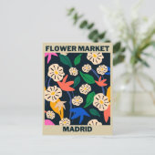 Retro Colorful Tropical Blume Madrid Postkarte (Stehend Vorderseite)