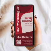 Retro colorful whimsical QR rsvp details wedding Einladung