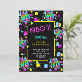Retro Colorful Wiedersehen Event der 1980er Jahre Einladung (Stehend Vorderseite)