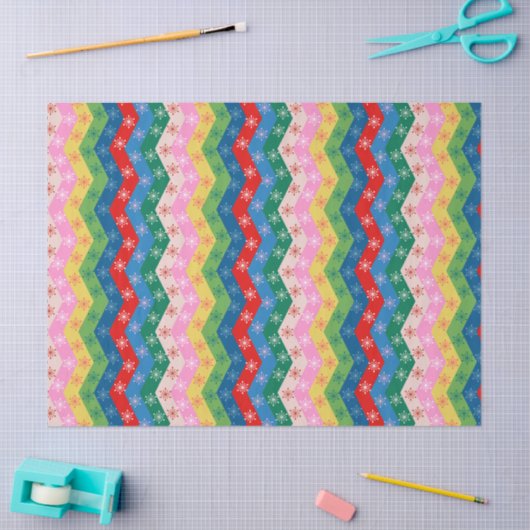 Retro Colorful zigzag Snowflake Pattern Seidenpapier (Basteln)