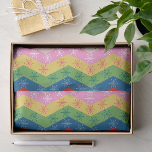Retro Colorful zigzag Snowflake Pattern Seidenpapier (Geschenk)