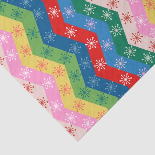 Retro Colorful zigzag Snowflake Pattern Seidenpapier (Detail)