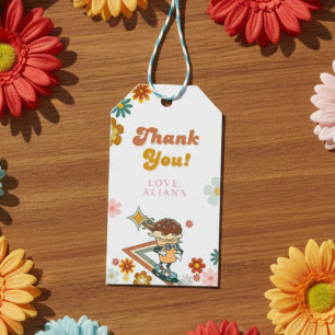 Retro Colorfull floral Groovy Vielen Dank Geschenkanhänger