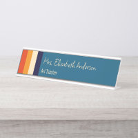 Retro Colors Blue Orange Bisque Stripes Teacher