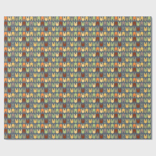 Retro Colors Bunny Shapes Pattern Geschenkpapier (Flach)