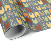 Retro Colors Bunny Shapes Pattern Geschenkpapier (Rolleneckpunkt)