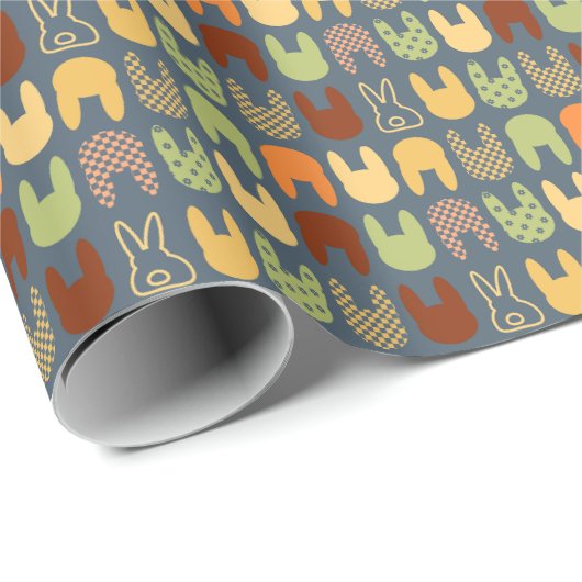 Retro Colors Bunny Shapes Pattern Geschenkpapier (Rolleneckpunkt)
