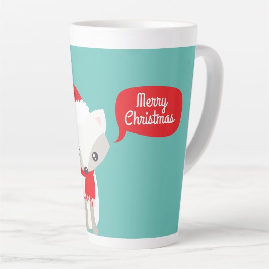 Retro Colors Christmas Fox Milchtasse (Rechte Ecke)