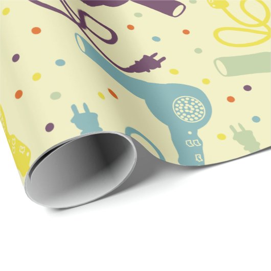 Retro Colors Haartrockner Entlüfter Gemustert Geschenkpapier (Rolleneckpunkt)