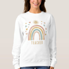 Retro Colors Rainbow and Sun Teacher Sweatshirt