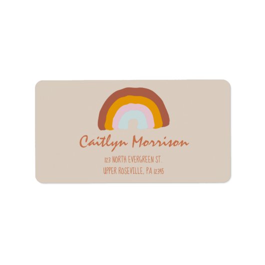 Retro Colors Rainbow Doodle-Rücksendeadresse Adressaufkleber (Vorne)