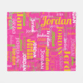 Retro Colors Repeating Name Pink Orange Green Fleecedecke (Vorderseite (Horizontal))
