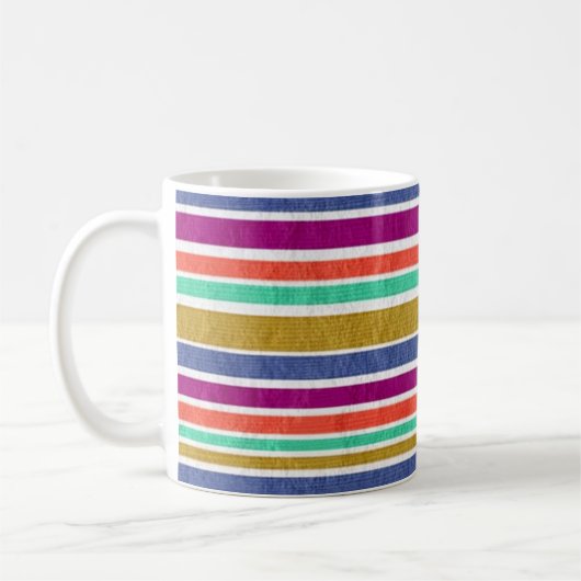 Retro Colors Textured Look Stripes Kaffeetasse (Links)