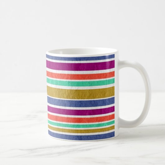 Retro Colors Textured Look Stripes Kaffeetasse (Rechts)