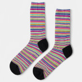 Retro Colors Textured Look Stripes Socken (Linkes Detail)