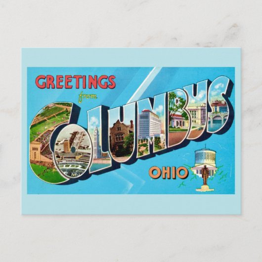 Retro Columbus Ohio Gruß  Postkarte (Vorderseite)