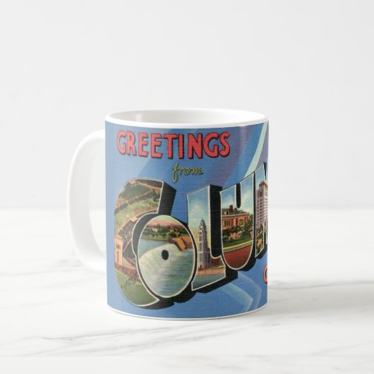 Retro Columbus Ohio Gruß Tasse (Vorderseite Links)
