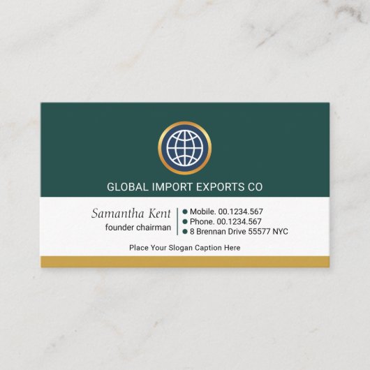 Retro Column Layers Gold Globe Visitenkarte (Vorderseite)