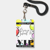 Retro Comic Balloons Sweet 16 Party VIP Pass Ausweis (Vorderseite mit Lanyard)