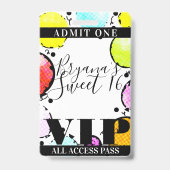 Retro Comic Balloons Sweet 16 Party VIP Pass Ausweis (Rückseite)
