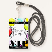 Retro Comic Balloons Sweet 16 Party VIP Pass Ausweis (Rückseite mit Schlüsselband)