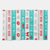 Retro-Comic-Beste-Mom-Herzen-Lippen-Schleife Geschirrtuch (Horizontal)