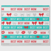 Retro-Comic-Beste-Mutter-Herzen-Lippen-Schleife Geschenkpapier (Flach)