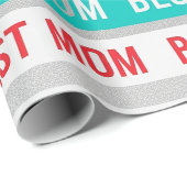 Retro-Comic-Beste-Mutter-Herzen-Lippen-Schleife Geschenkpapier (Rolleneckpunkt)